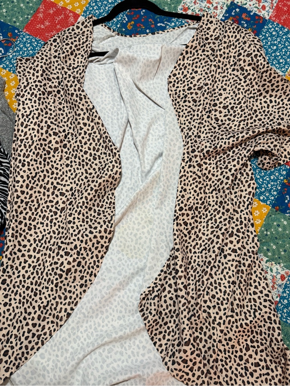 Leopard Print Open-Front Women's Top - Beige/Black